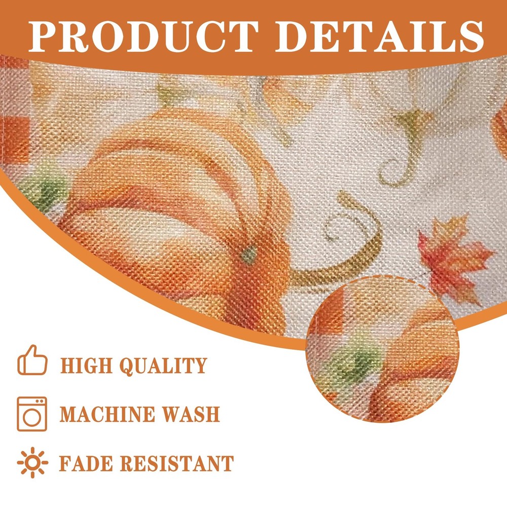 Pumpkin Fall Table Runner, Autumn Thanksgiving Pumpkin Kitchen Dining Table D...