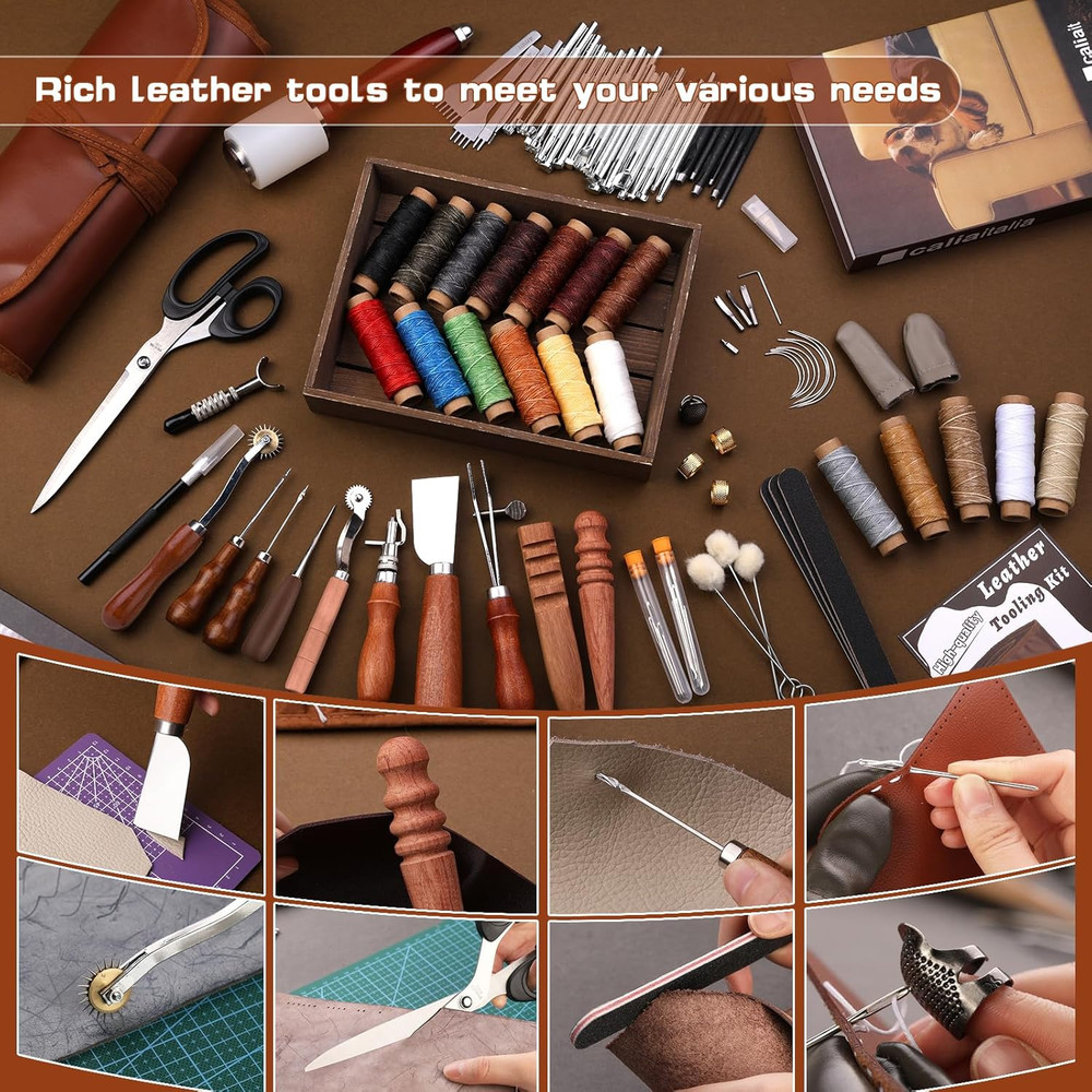 Leather Working Tool Leatherworking Tool Kit with Custom Storage Bag for Carving