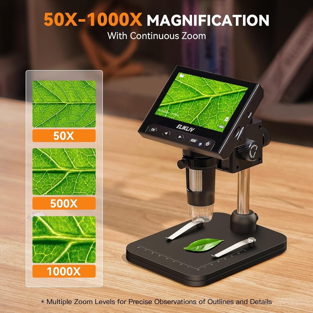 Coin Microscope, 4.3'' LCD Digital Microscope 1000x, Coin Magnifier with 8 Ad...