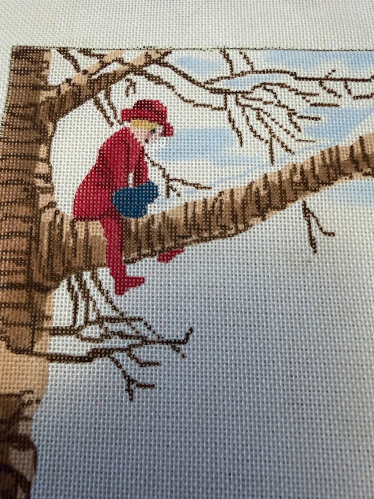 HP NEEDLEPOINT CHRISTOPHER ROBIN IN A TREE