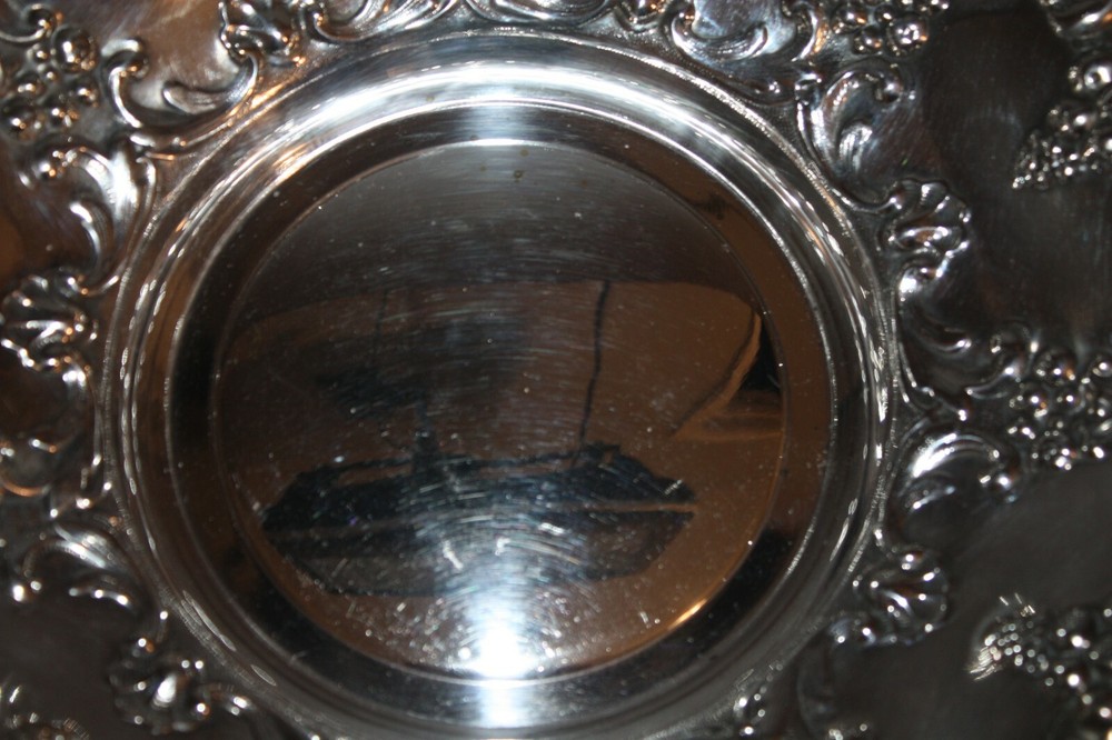 WILLIAM ADAMS INC. SPAIN GRAPE DESIGN SILVERPLATE CONSOLE SERVING BOWL VINTAGE