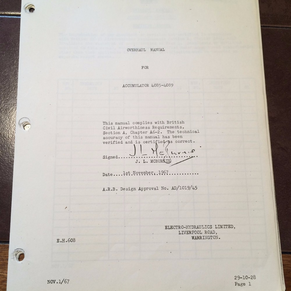 Electro-Hydraulics Type 4085 4089 Accumulator Overhaul Manual