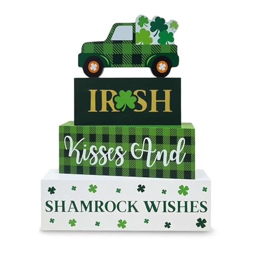 St. Patrick's Day Decorations, 4 Pcs Wooden St. Patrick's Day Table
