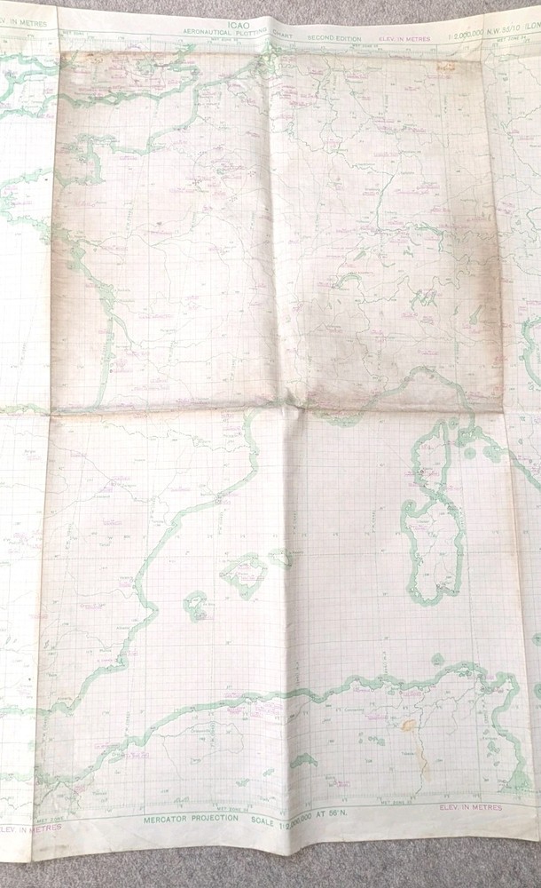 Original War Office Plotting map London-Gibraltar-Malta 1949 With Ops Markings 2