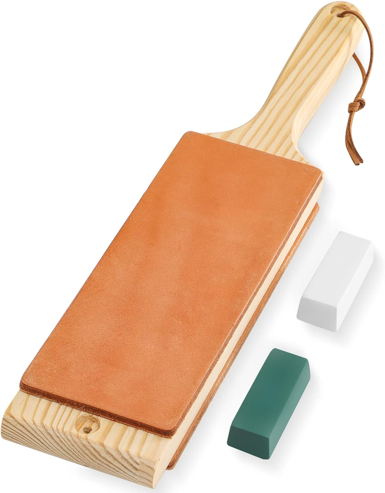 Oversize Double Sided Leather Strop Kit(14.3" X 3" Knife Stropping Leather）