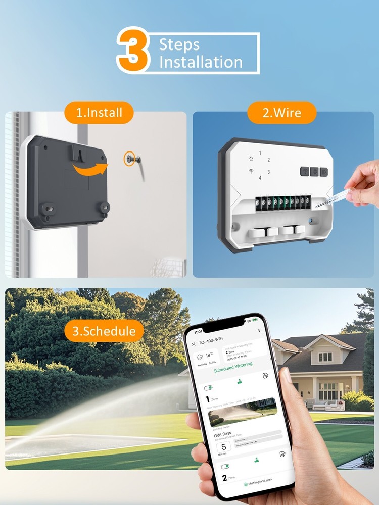 Lawn Sprinkler System Irrigation Watering Controller 4 Zone Inkbird IIC-400 WiFi