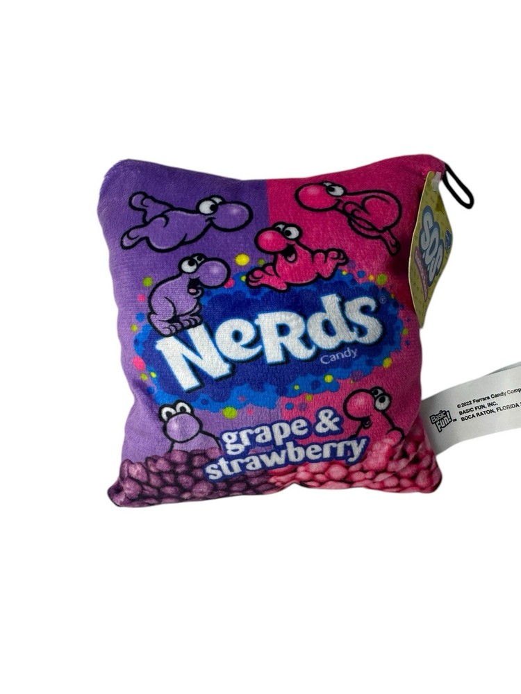 Basic Fun Nerds Candy Plush Pillow 5"x 6" Pink Purple GRAPE STRAWBERRY NWT