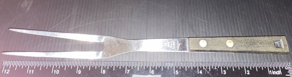 Vintage Household Stainless Meat Fork Black Handle