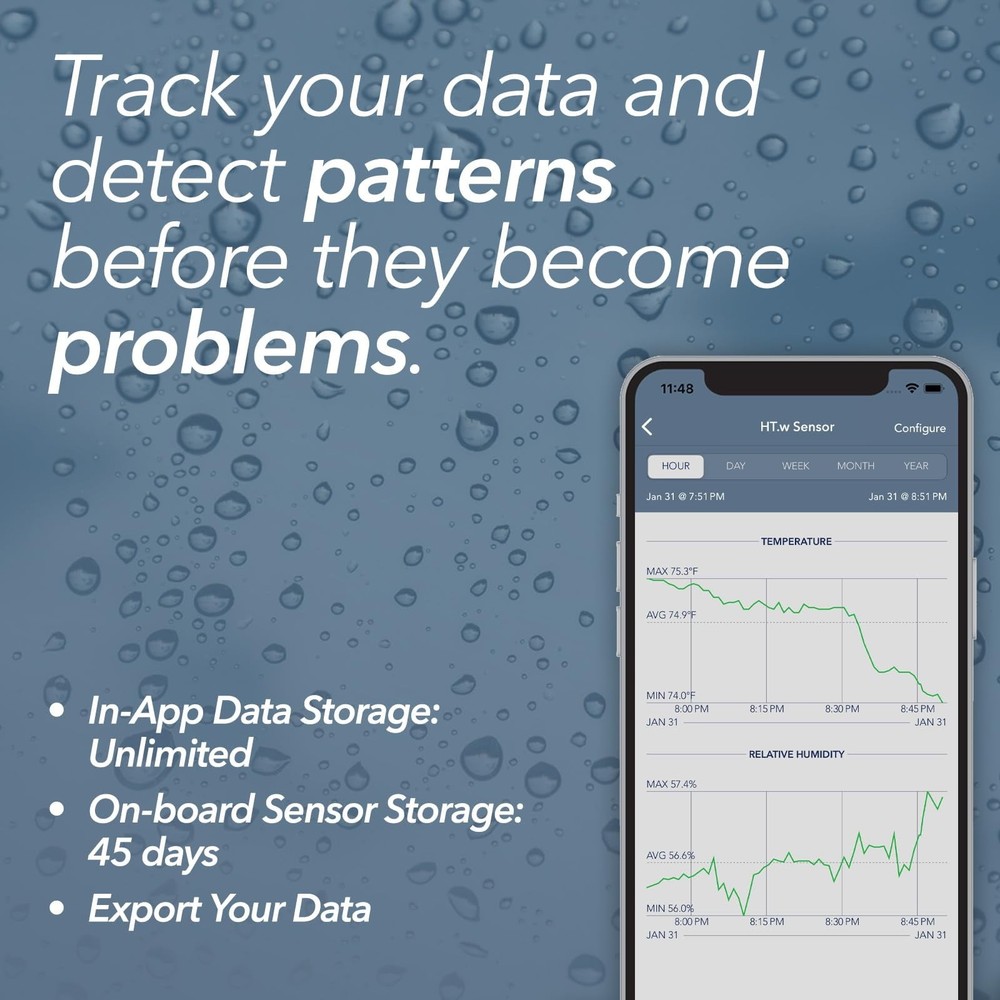 HT.w Smart Temperature Sensor & Humidity Sensor - Bluetooth Thermometer and H...
