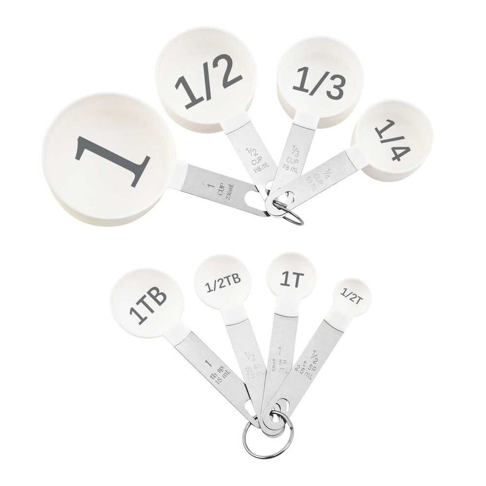 BLEWAY Easy to Read Measuring Cups  Spoons Set for Visually Impaired, Stackab...