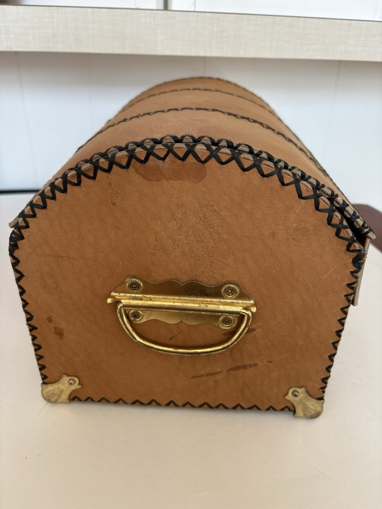 Cedar and Leather Mini Trunk Box