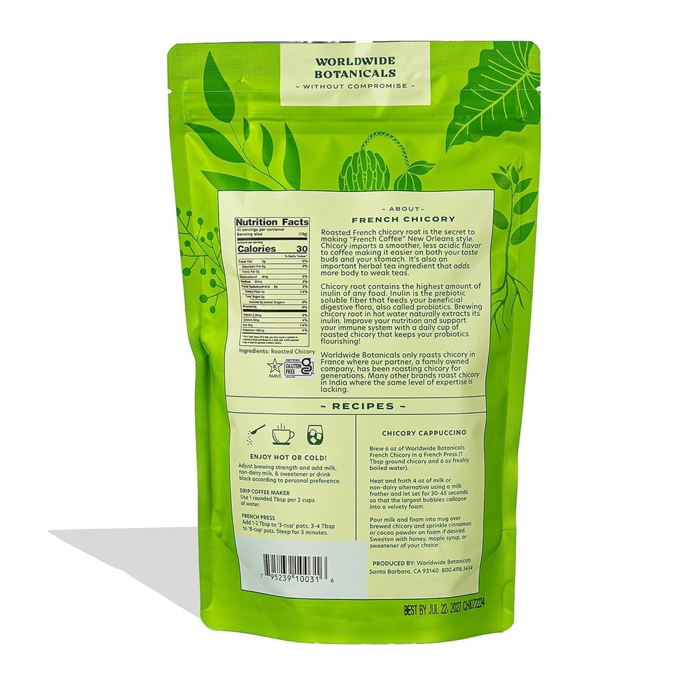 French Chicory Root, 1 Pound - Brew like Coffee, Blend Roasted Chicory Root with
