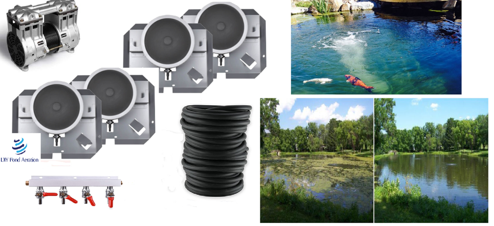 Shallow Water Dock De-icer / Aerator System w/400' WTD Hose 4-Diffusers 5+ CFM