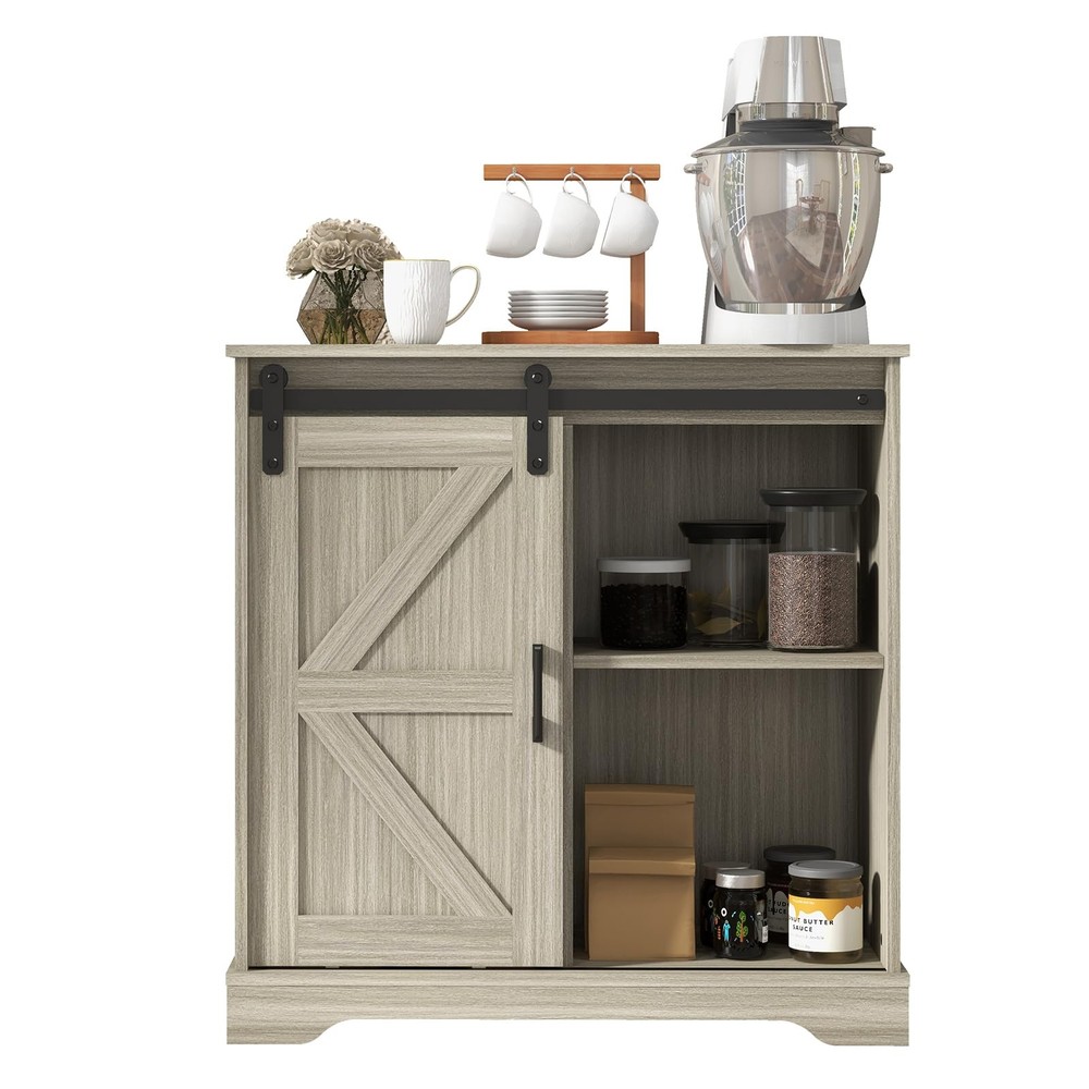 Sliding Barn Door Buffet Sideboard Storage Cabinet