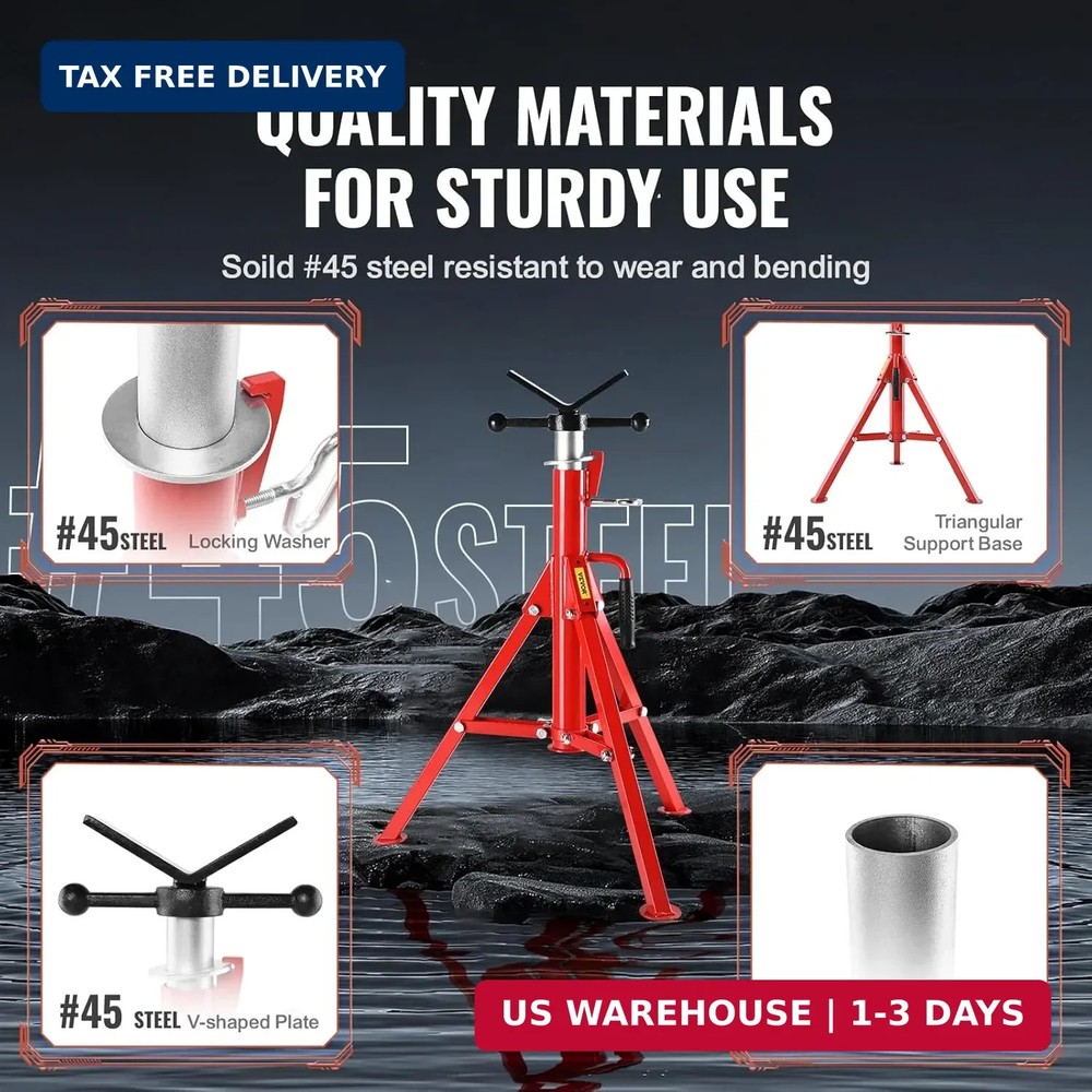 Pipe Jack Stand Robust Steel Heavy-Duty Construction | Adjustable Height Range |