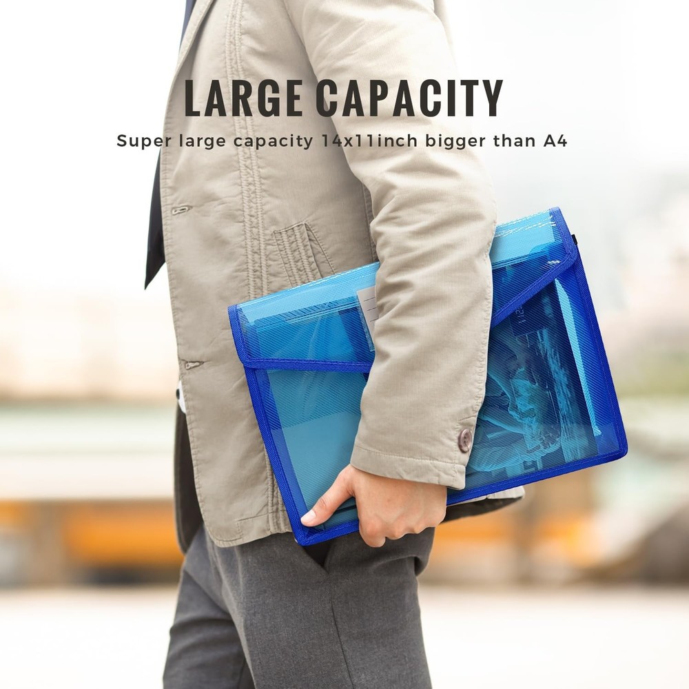 Plastic Expanding File Folder, Envelope Folders for Documents, Waterproof Tra...