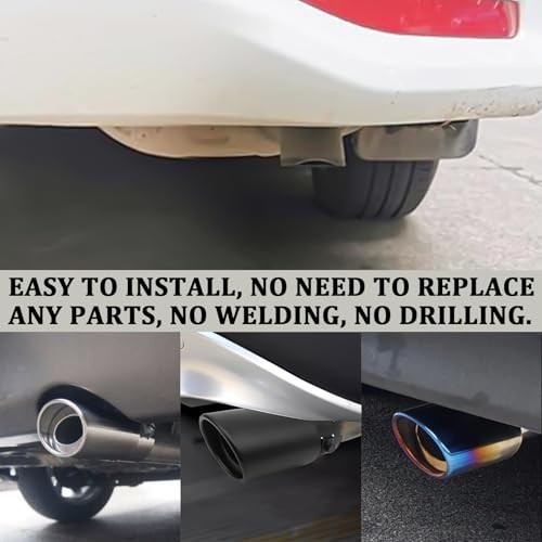2.5"-3.3" Chrome Exhaust Tips Muffler Tips, Adjustable Straight Pipe Silver