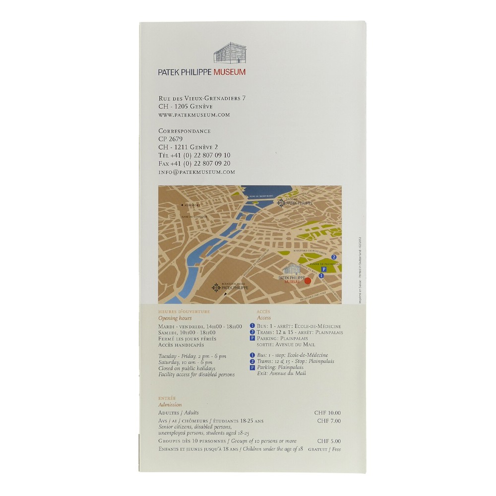 AUTHENTIC PATEK PHILIPPE MUSEUM PAMPHLET 02/2012