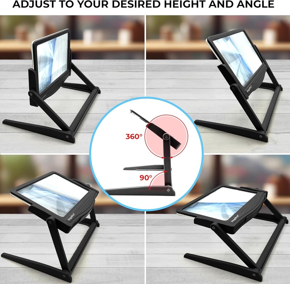 Large Anti-Glare LED Page Magnifier: Hands-Free & 3 Adjustable Light Modes