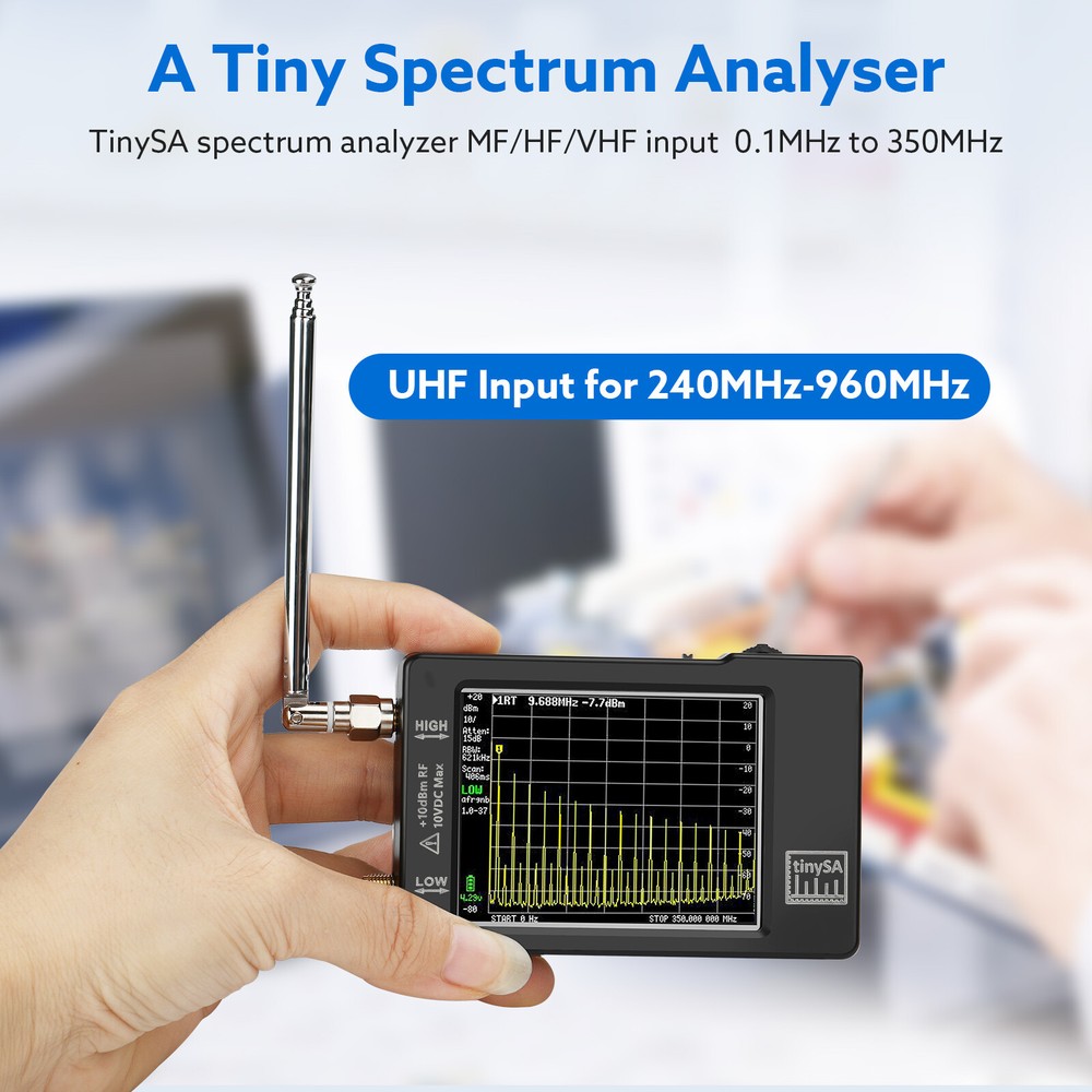 2.8" LCD TinySA Spectrum Analyzer 100kHz--960MHz Frequency Analyzer Type-C USB