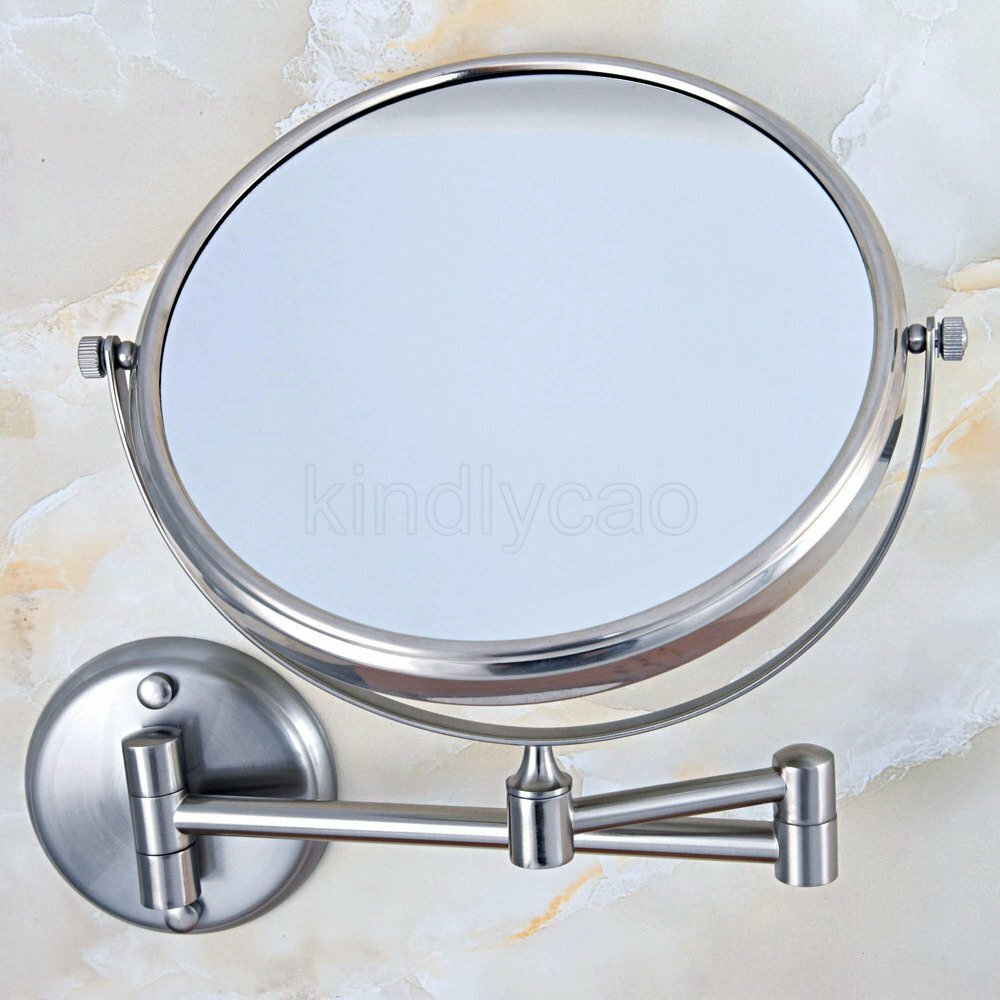 Brushed Nickel 3X Magnifying Makeup Mirror Wall Mounted Double Sided Mirror