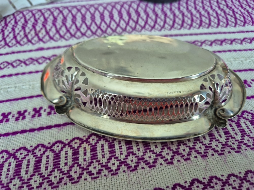 ANTIQUE SOLID SILVER PIERCED SWEET MEAT DISH. HALLMARKED.