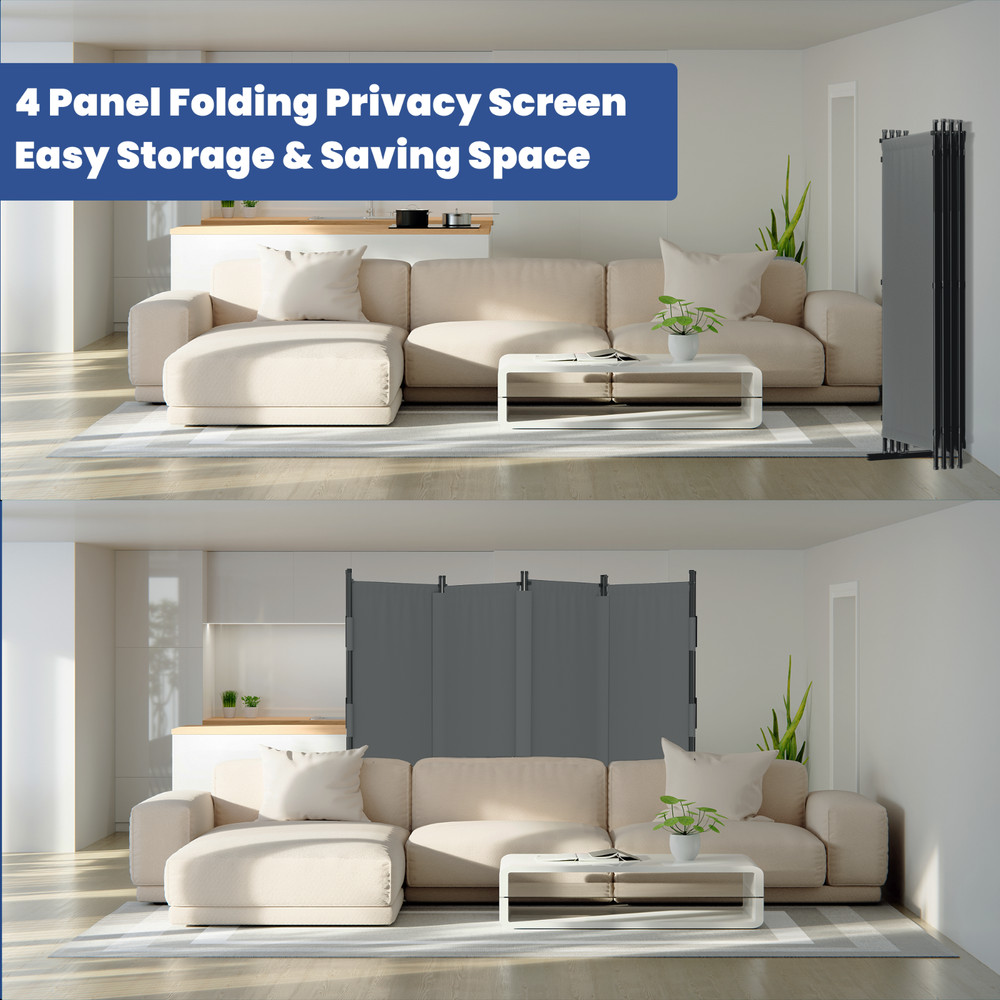 Upgraded Seamless Room Divider 4-Panel Folding Privacy Screen Room Partition