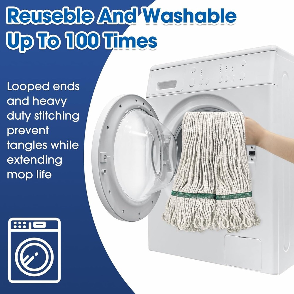6 Pack Heavy Loop End Cotton String Mop Head Heavy Duty Mop Head Commercial R...