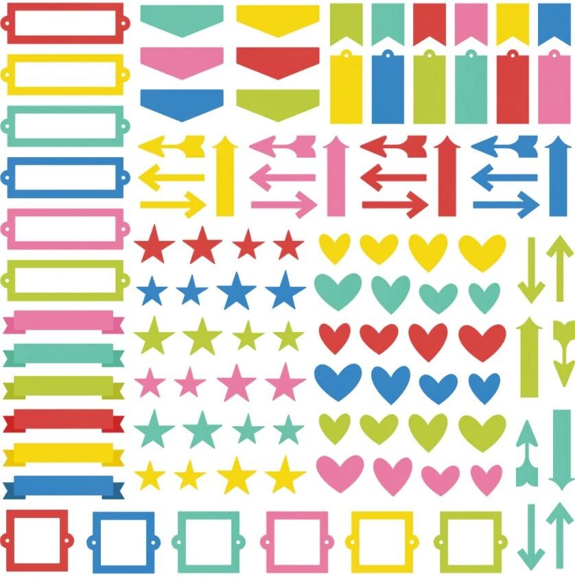 Simple Stories Color Vibe Chipboard Bits 11 PACKS