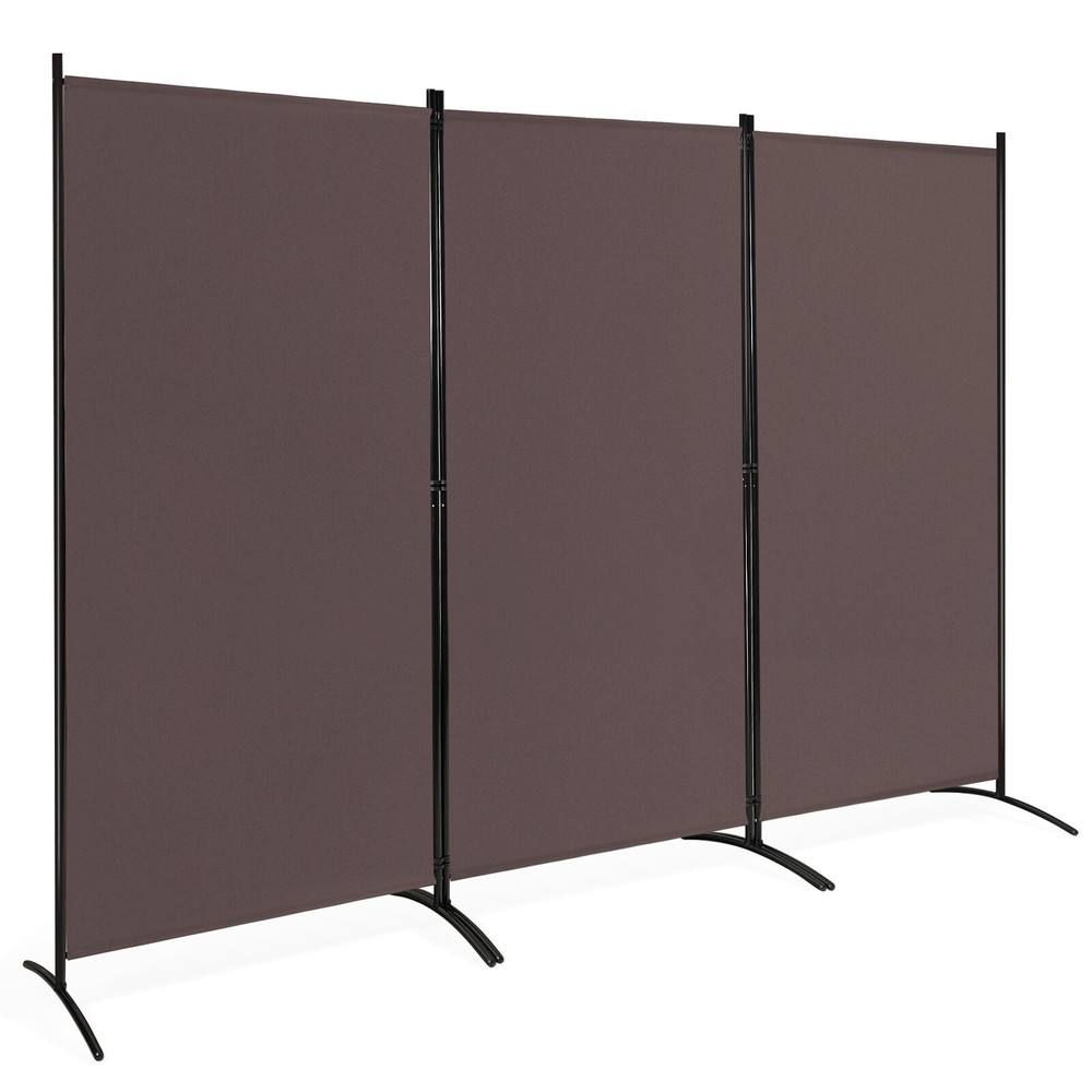 3-Panel Room Divider Folding Privacy Partition Screen for Office Room Brown