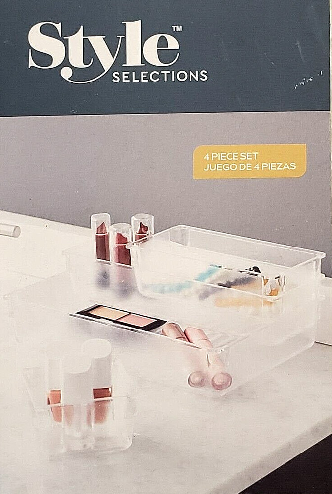 STYLE SELECTIONS 4-piece Clear Acrylic Bathroom Organizer Set
