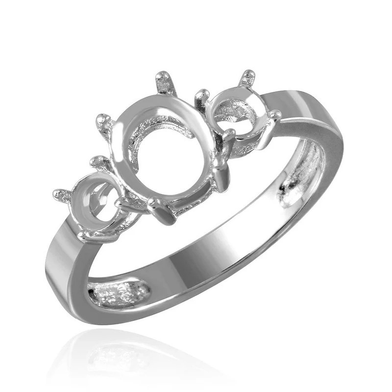 6x4mm Oval Cut Semi Mount Ring 925 Sterling Silver Engagement Ring Setting