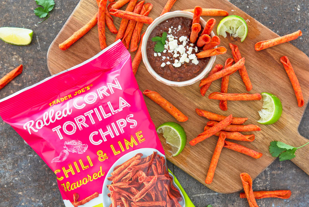 2-Pack Trader Joe's Rolled Corn Tortilla Chips Chili & Lime Flavored