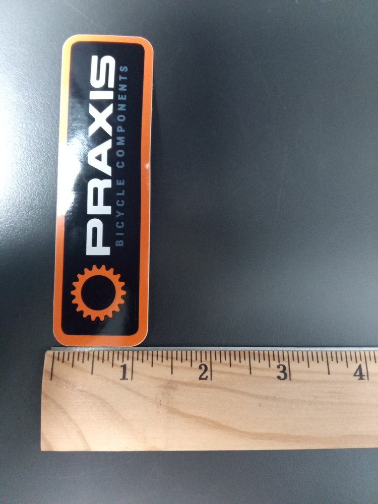 4.2" Praxis Bicycle Components Decal/Sticker Orange/Black/White