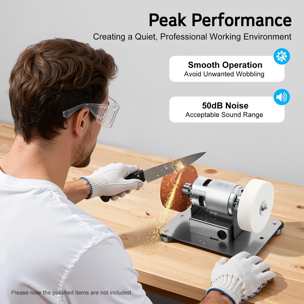 Electric Benchtop Grind Sander Adjustable Variable Speed Table Grinding Machine