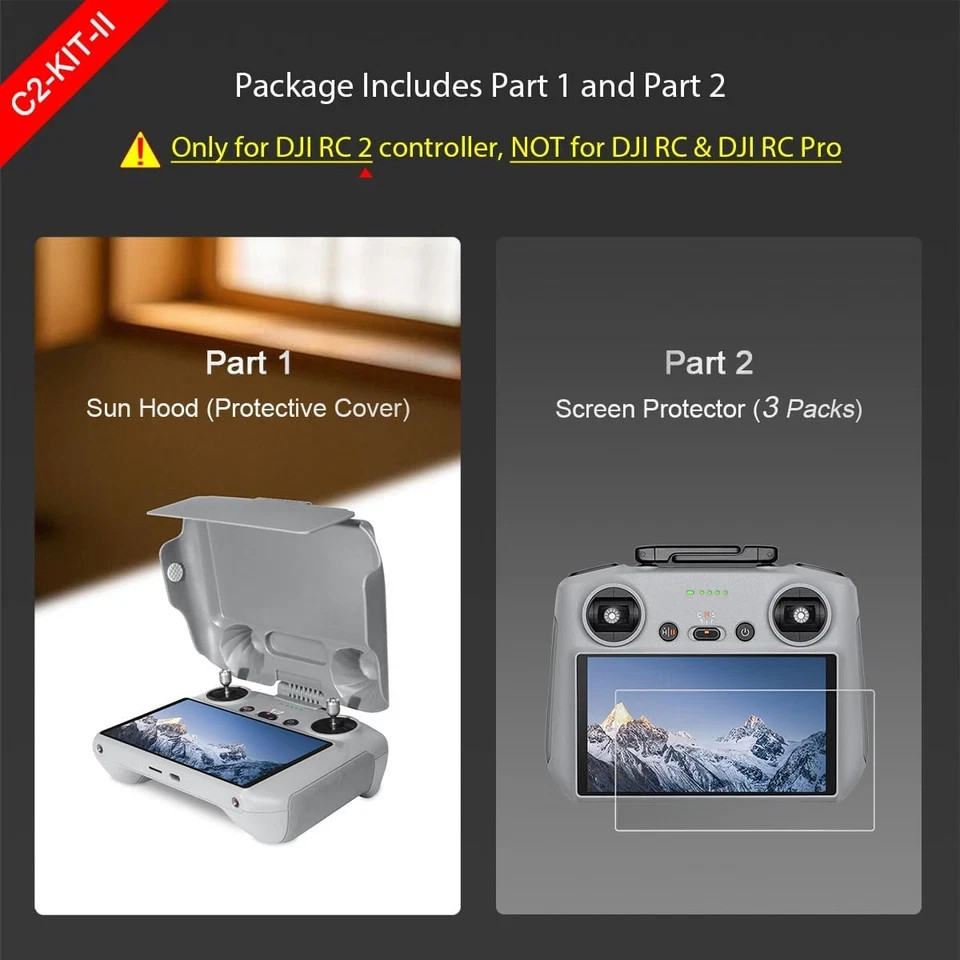 RC 2 Protective Sun Hood Kit with Screen Protector for DJI Mini 5 Pro/Mini 4 Pro