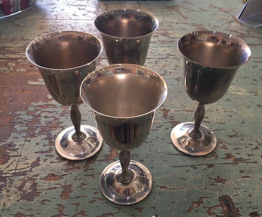 Antique Silver Plated Goblets 3 In Diameter