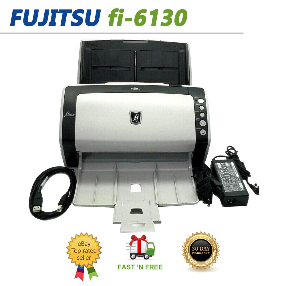Fujitsu Fi-6130 Color Image Document Sheetfed Scanner PA03540-B055 w/Bundle