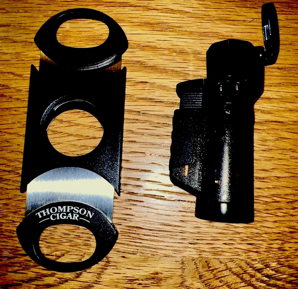 Gift Set-4 Flame Torch Lighter + Guillotine 64 Ring Guage Cigar Cutter