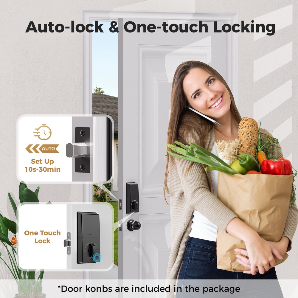 ARPHA Keyless Fingerprint Smart Door Lock Auto Lock Deadbolt APP+Handle Keypad