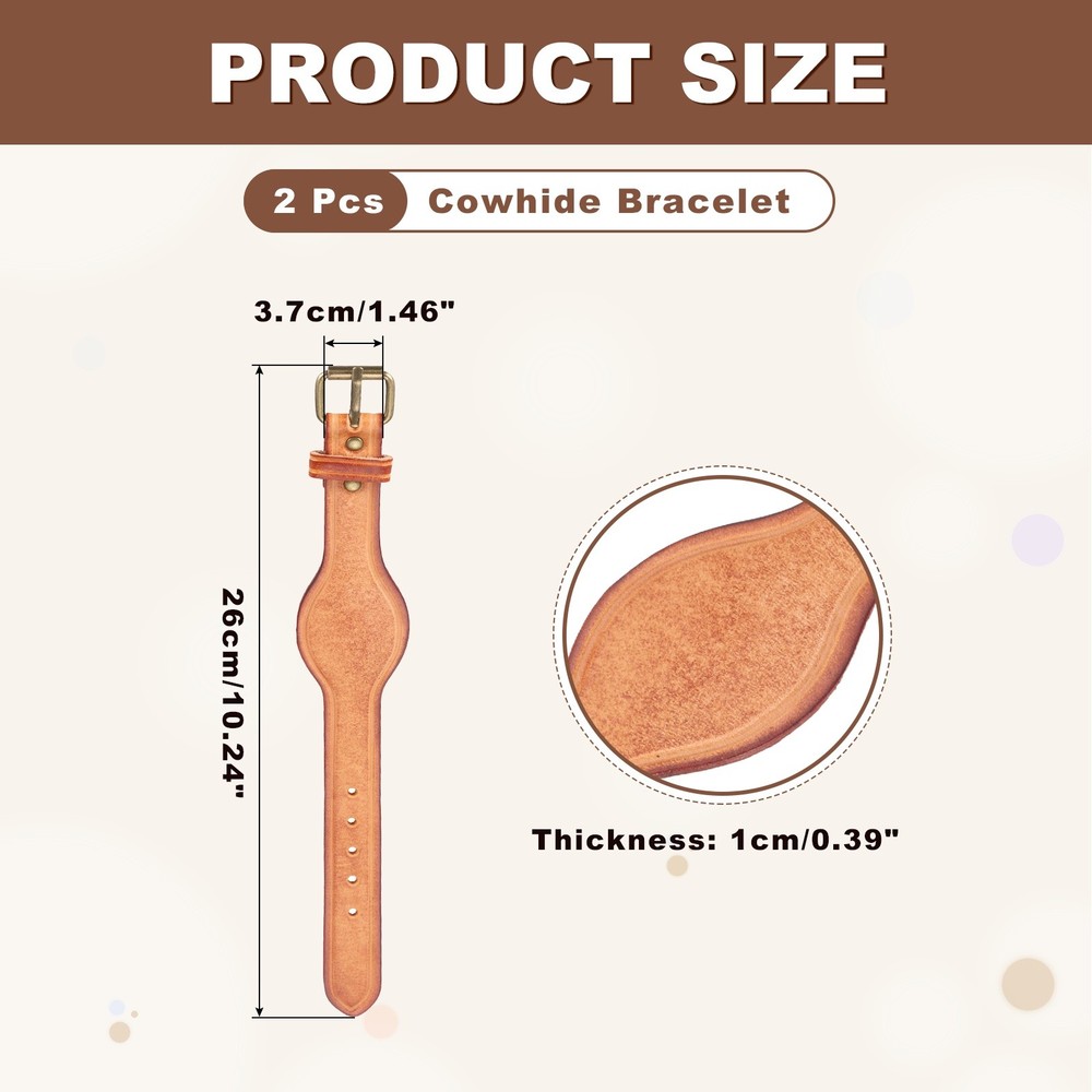 2Pcs Plain Leather Bracelets Buckle Bangle,Brown Black Retro Bracelets