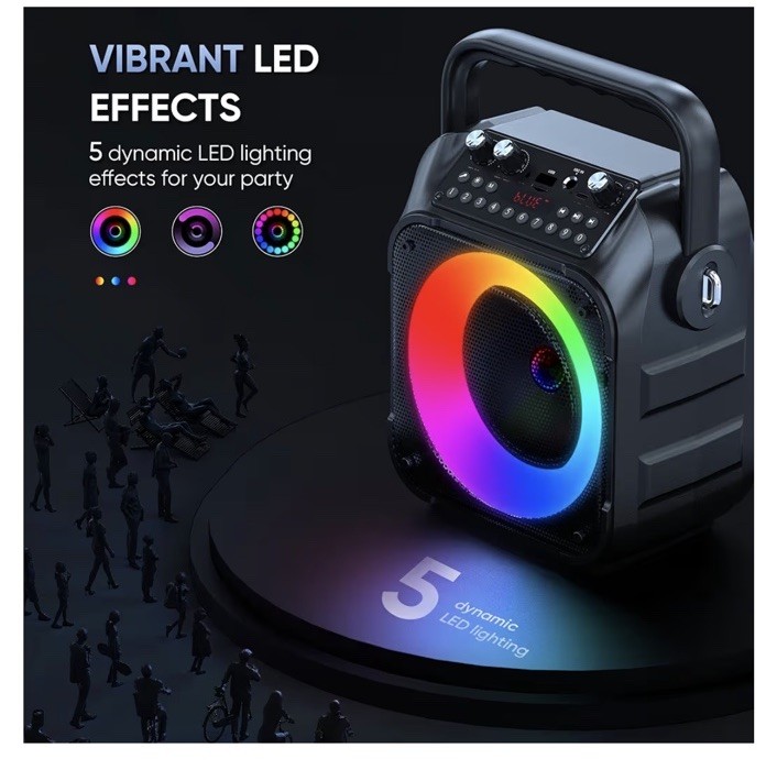 Karaoke Machine, Portable Bluetooth Speaker with 2 Wireless Microphones for