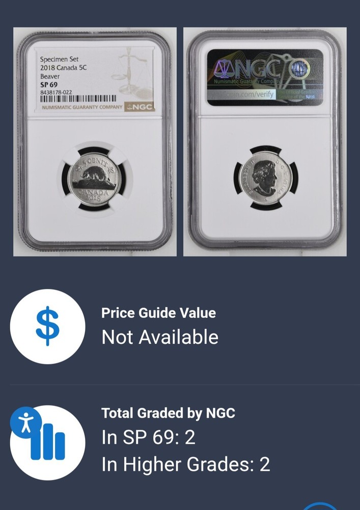 2018 Canada 5 Cent Beaver Specimen NGC SP 69