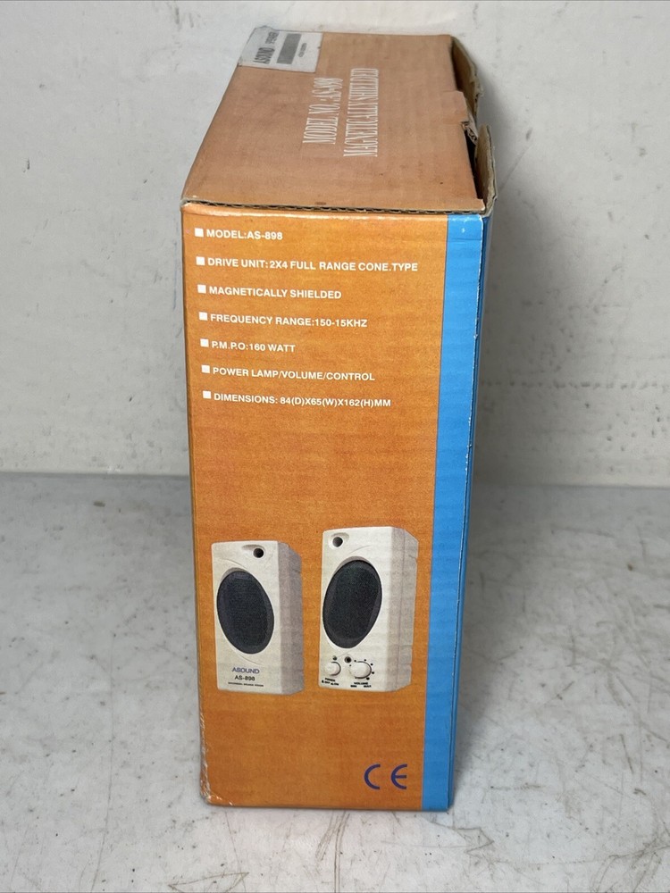 (x2) Vintage ASOUND AS-898 Magnetically Shielded Computer Speakers