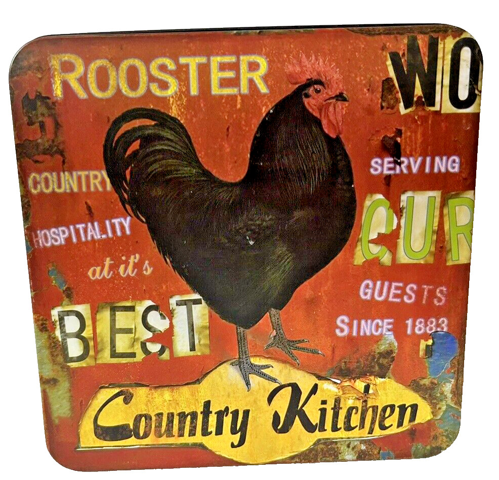 Roosters -Best County Kitchen -  Kitchen Decor - 8" Square Tin Container