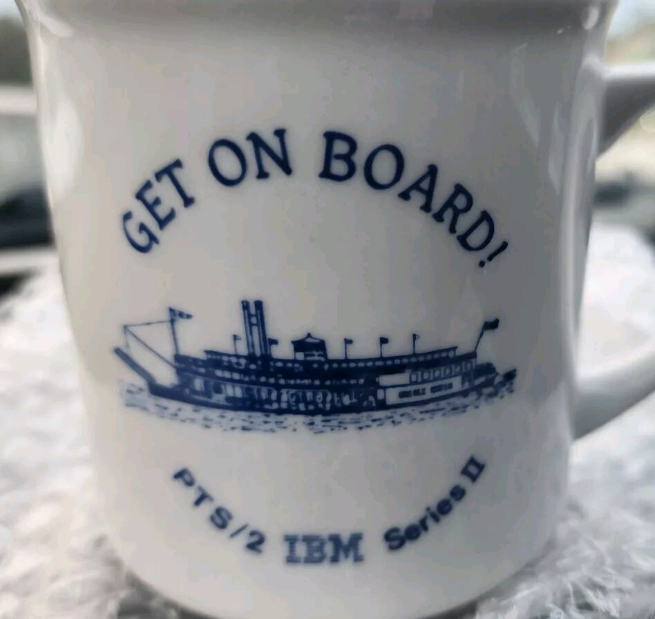 Vintage IBM PTS 2 Typing Systems Computer PC White Coffee Mug Ship Ceramic Rare