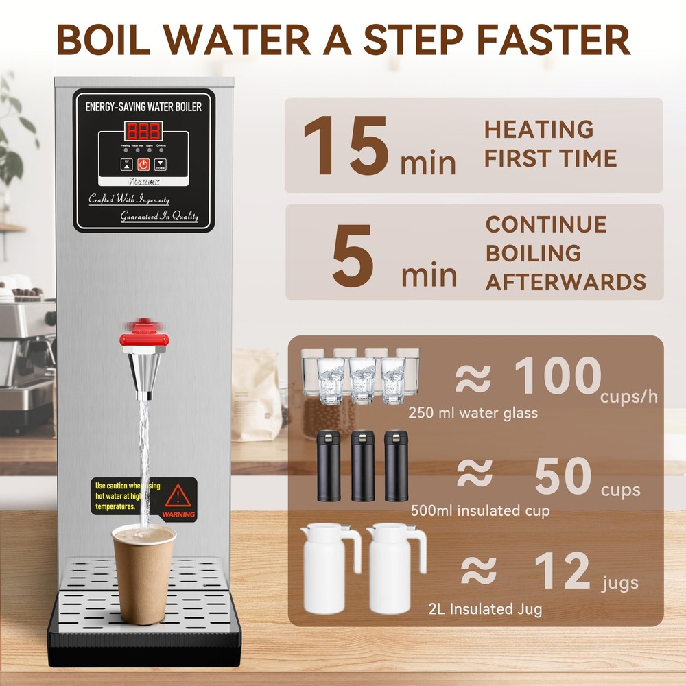 Vtsmax 2000W Commercial Hot Water Dispenser Countertop, 25L(6.6Gal) /H Energy