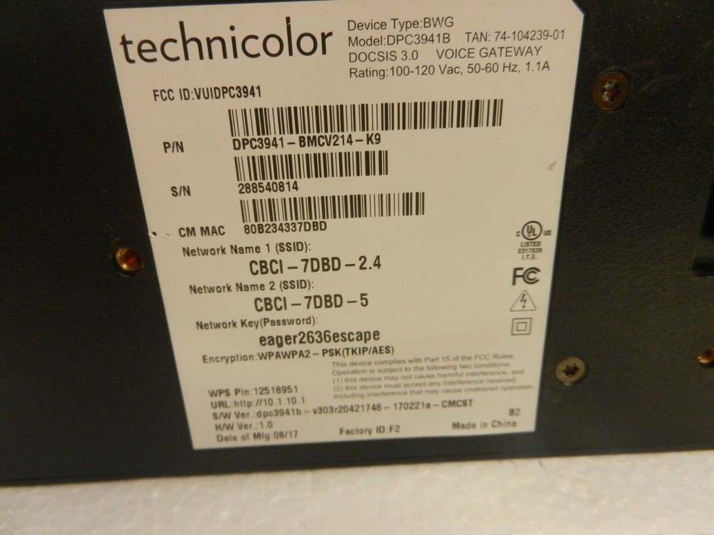 TECHNICOLOR DPC3941B Wireless Business Gateway