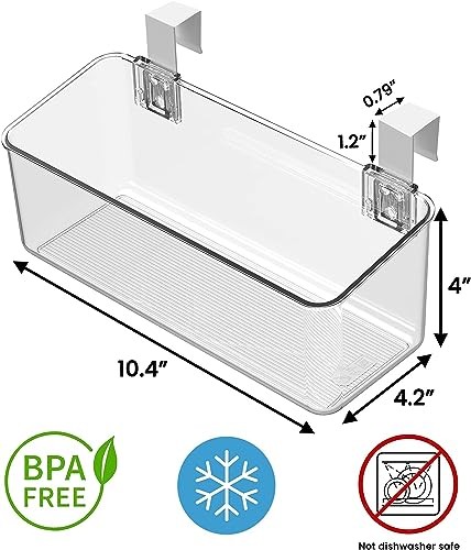 2 Pack Plastic Over Cabinet Door Organizer with Removable Hooks, Clear M