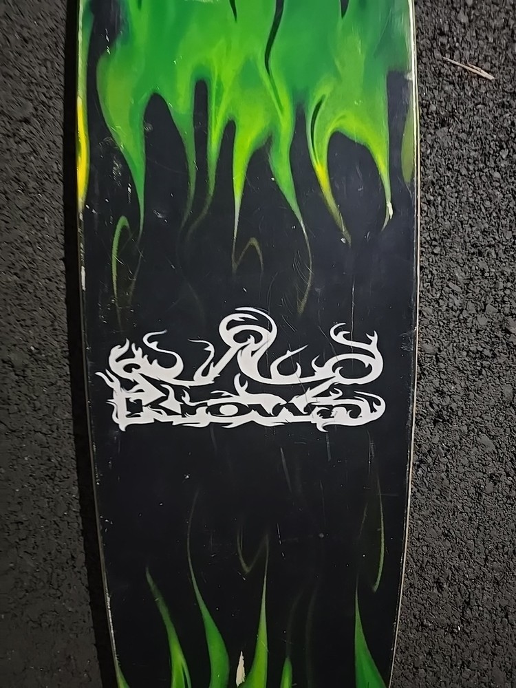 Krown - Pin Tail Green Flame Longboard